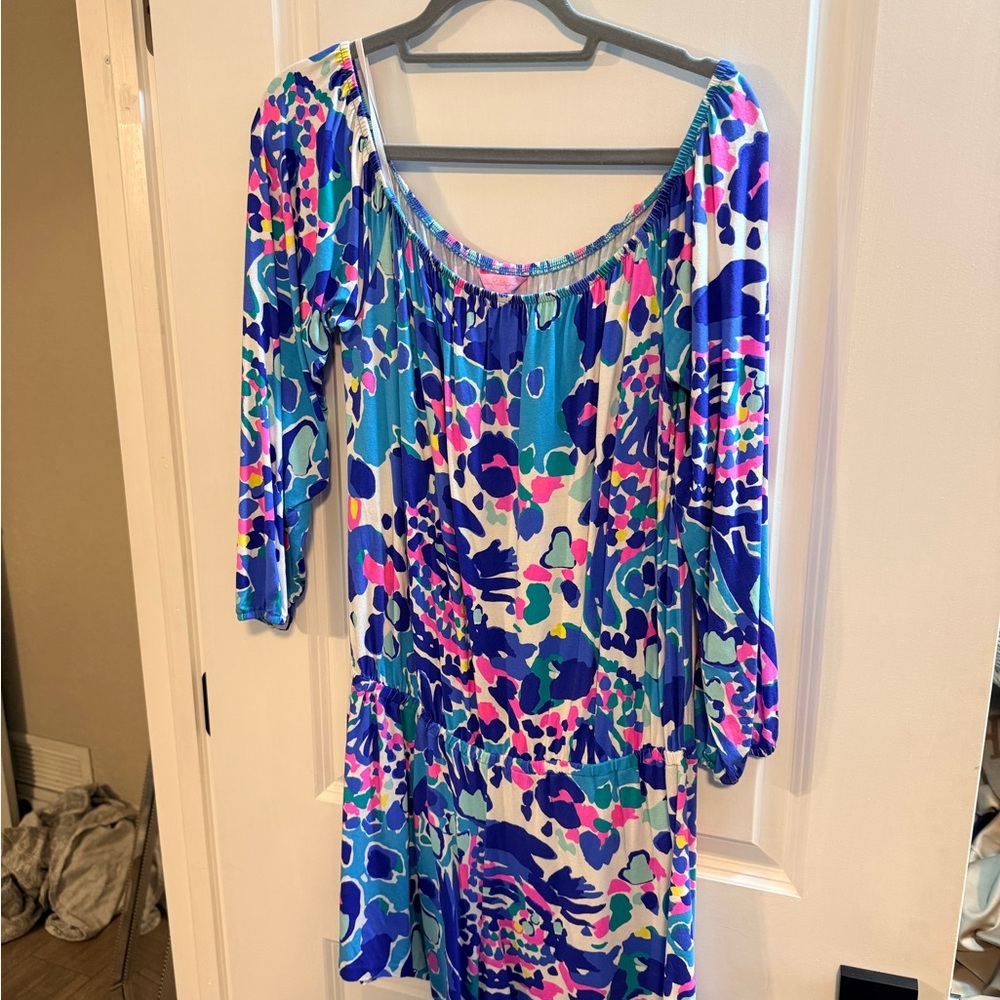 Lilly Pulitzer Pink and Turquoise Printed romper